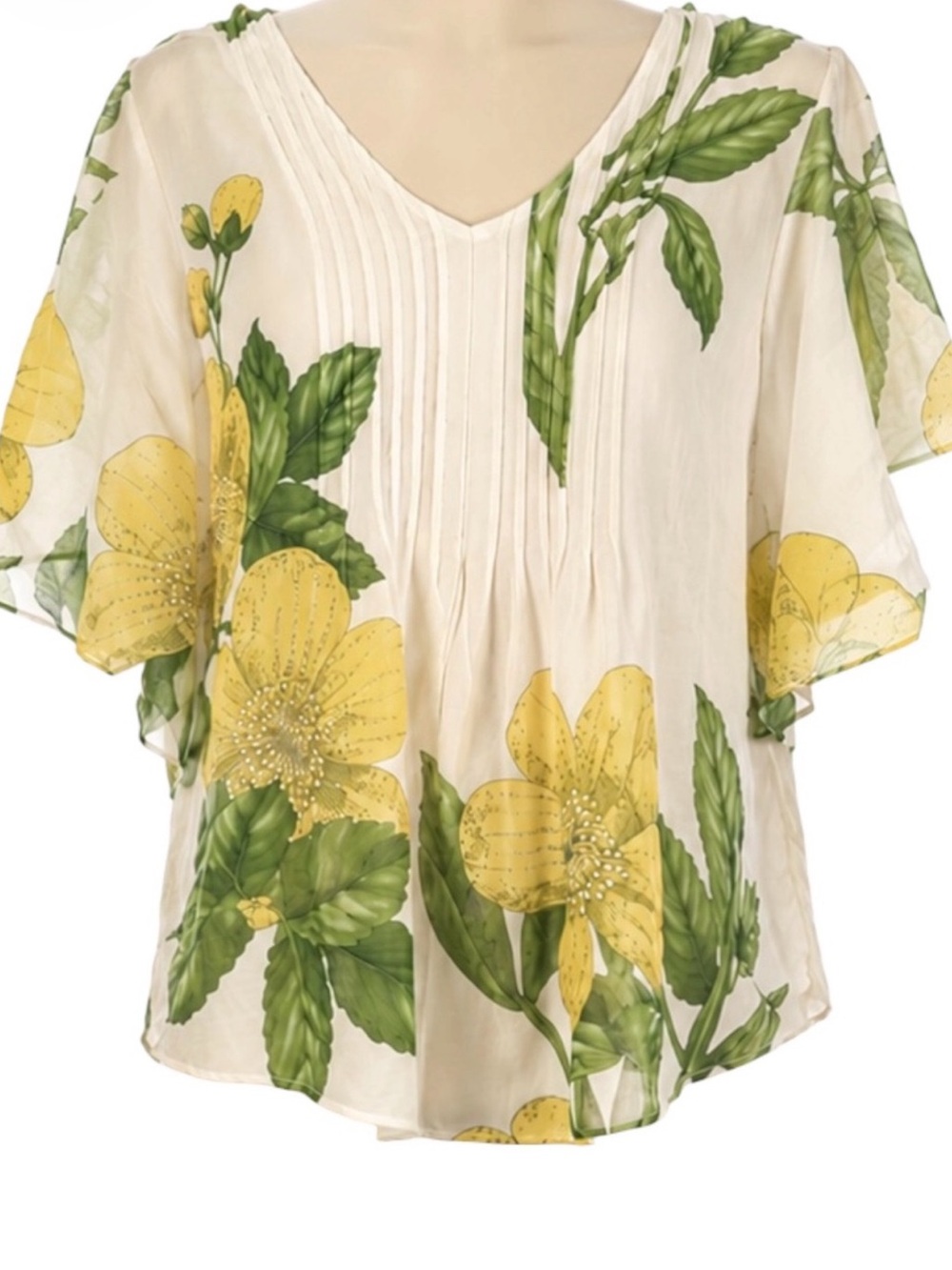 Maeve Maya Anthropologie Floral Pintuck Peasant Boho Cottage Fairy Blouse Size S